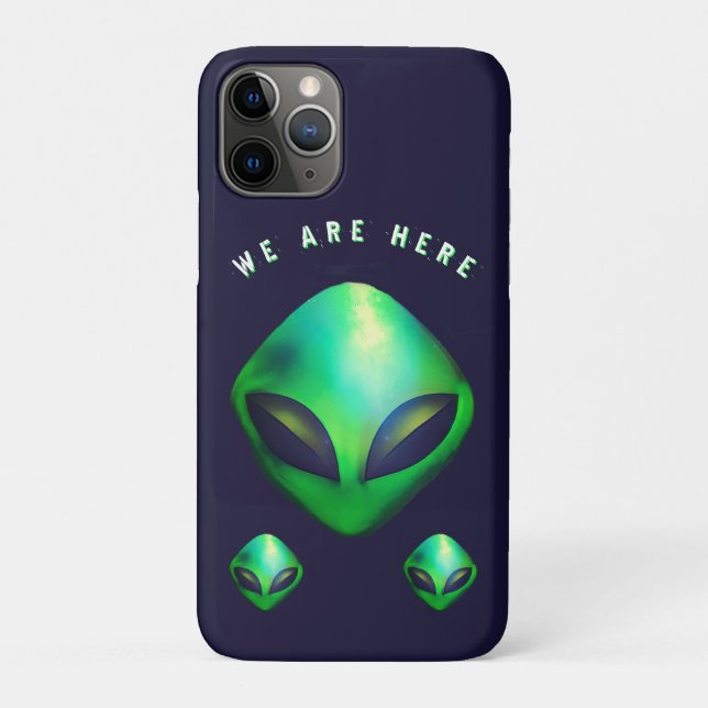 "We Are Here" Green Alien head Case-Mate iPhone Case (Back)