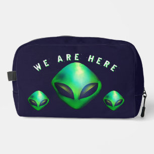 "We Are Here" Green Alien head Dopp Kit
