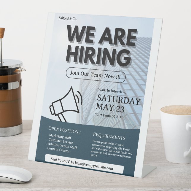 We are Hiring Flyer, Job Vacancy, Hiring Flyer Pedestal Sign (In SItu)