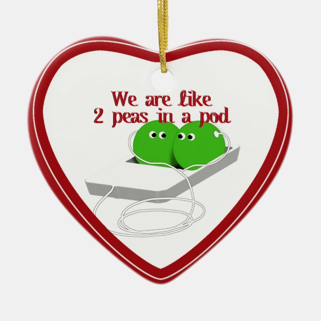 We are Like Two Peas in a Pod Ceramic Tree Decoration (Front)