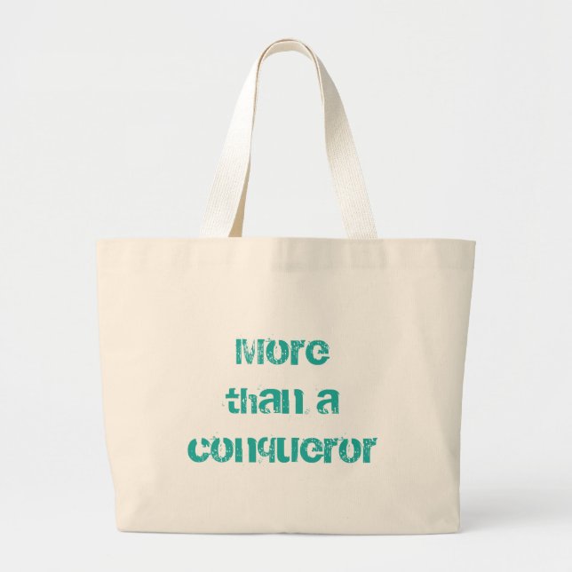 We are more than Conquerors Christian Large Tote Bag (Front)