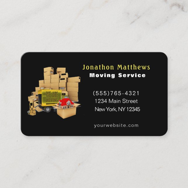We Are Moving Company Service Business Card (Front)