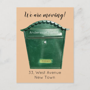 We Are Moving Green Mailbox Custom Text Postcard