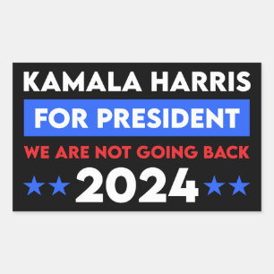We Are Not Going Back Kamala Harris For President Rectangular Sticker
