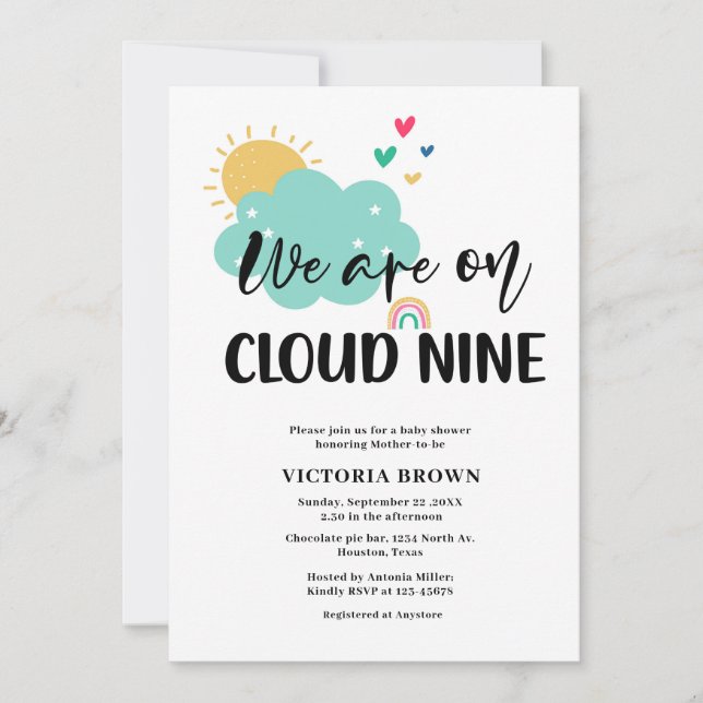 We are on Cloud NIne Baby Shower Invitation (Front)