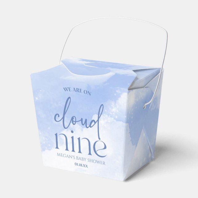 We Are On Cloud Nine Blue Baby Shower Favour Box (Front Side)