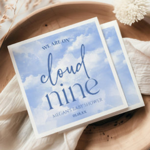 We Are On Cloud Nine Blue Baby Shower Napkin