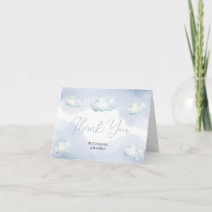 We Are On Cloud Nine Blue Baby Shower Thank you Card
