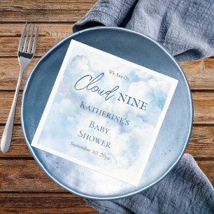 We Are On Cloud Nine Blue Boy Baby Shower Napkin