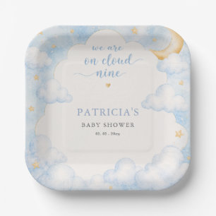 We are on Cloud Nine Boy Baby Shower Paper Plate