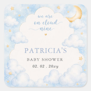 We are on Cloud Nine Boy Baby Shower Square Sticker