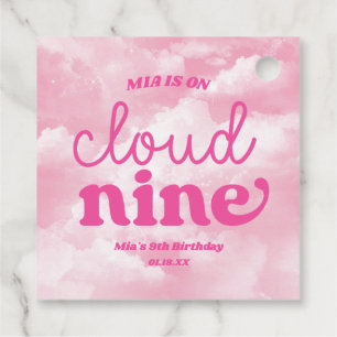 We Are On Cloud Nine Pink 9th Ninth Birthday Party Favour Tags