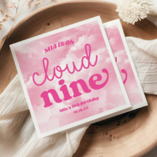 We Are On Cloud Nine Pink 9th Ninth Birthday Party Napkin