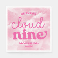 We Are On Cloud Nine Pink 9th Ninth Birthday Party