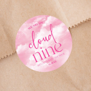 We Are On Cloud Nine Pink Baby Shower Classic Round Sticker