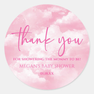 We Are On Cloud Nine Pink Baby Shower Classic Round Sticker