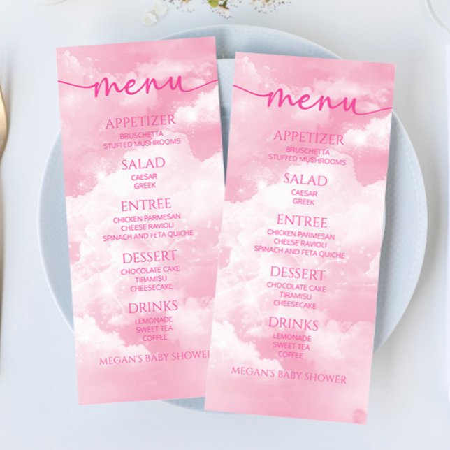 We Are On Cloud Nine Pink Baby Shower Food Menu (Creator Uploaded)