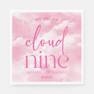 We Are On Cloud Nine Pink Baby Shower Napkin