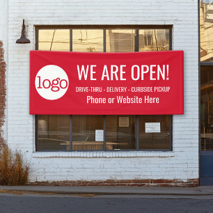 We Are Open for pick-up and delivery orders Banner