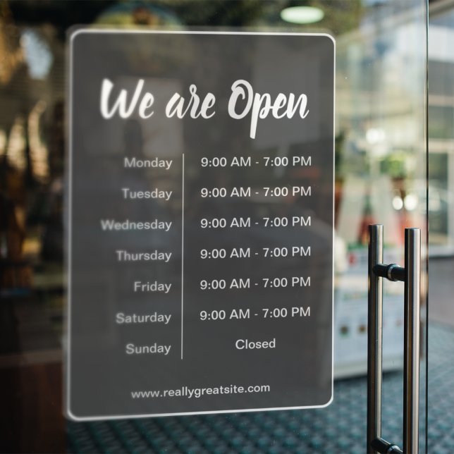We are Open l Grey Business Opening Hours  (Creator Uploaded)