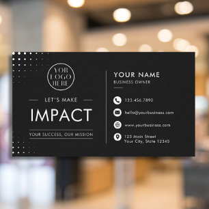 We Are Open Modern Logo Black And White Custom Business Card