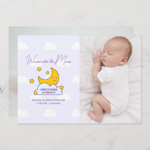 We Are Over The Moon 2 Photo Birth Announcement