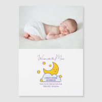 We Are Over The Moon Baby Photo Birth Announcement