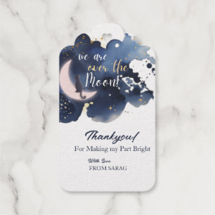 We are over the moon baby shower blue thankyou gift tags