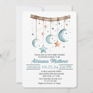 We are Over the Moon Baby Shower Invitation