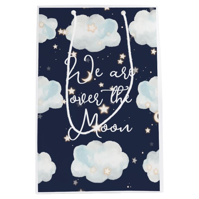 We Are Over The Moon Baby Shower Medium Gift Bag (Front)
