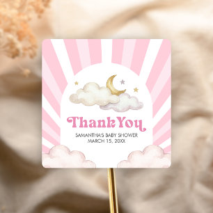 We are Over the Moon Baby Shower Square Sticker