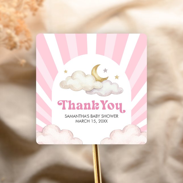 We are Over the Moon Baby Shower Square Sticker (Over the Moon Baby Shower Sticker)