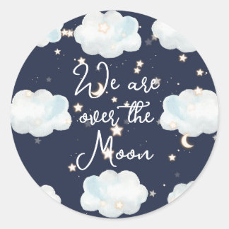 We Are Over The Moon Baby Shower Stickers