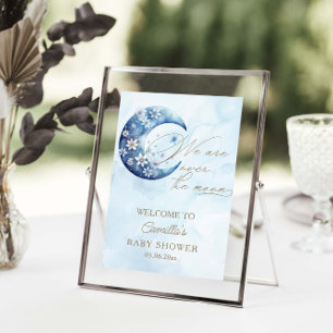 We Are Over The Moon Boy Baby Shower Poster