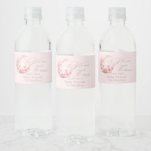 We Are Over The Moon Girl Baby Shower Water Bottle Label