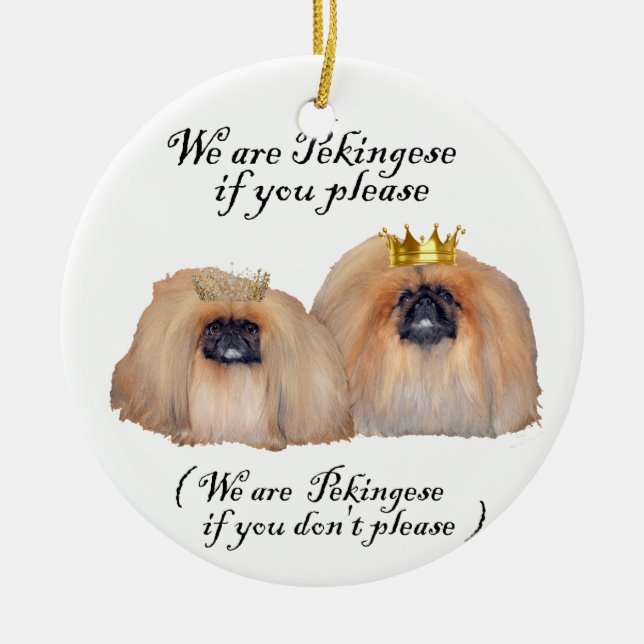 We are Pekingese Ceramic Tree Decoration (Front)