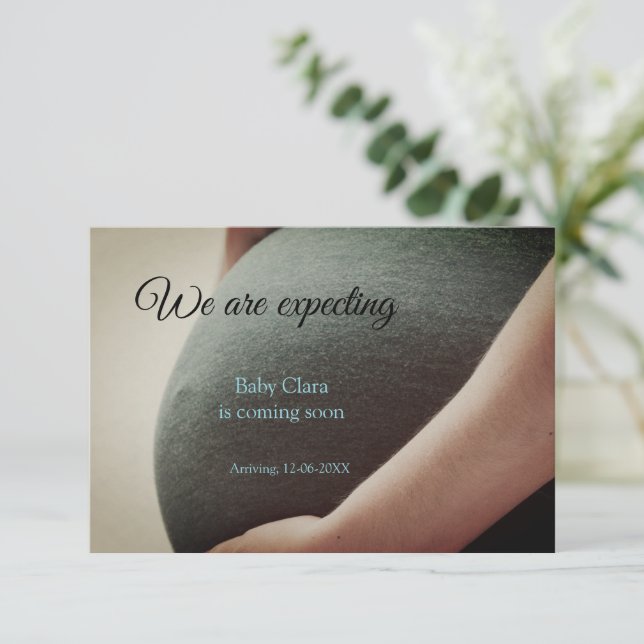 we are pregnant add baby name date pregnancy  announcement (Standing Front)