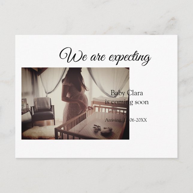 we are pregnant add baby name date pregnancy  postcard (Front)