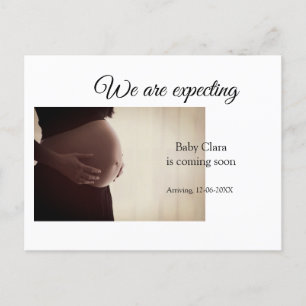we are pregnant add baby name date pregnancy postcard