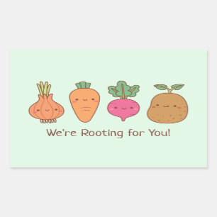 We Are Rooting For You Root Vegetables Pun Rectangular Sticker