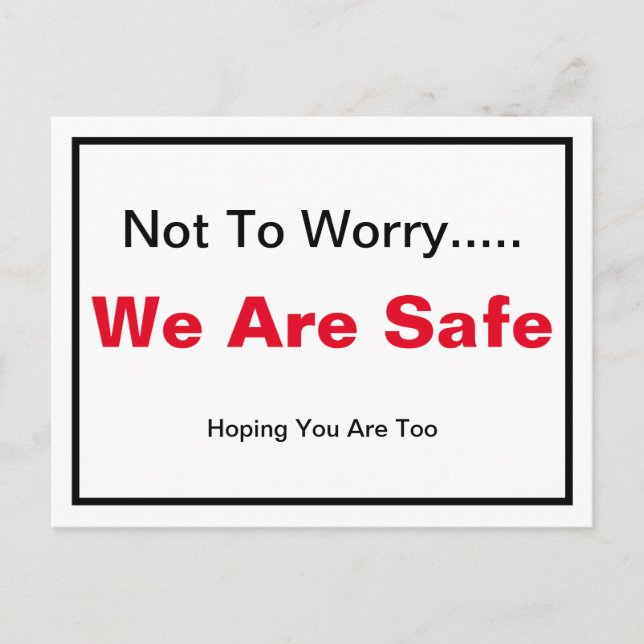 We Are Safe Postcard (Front)
