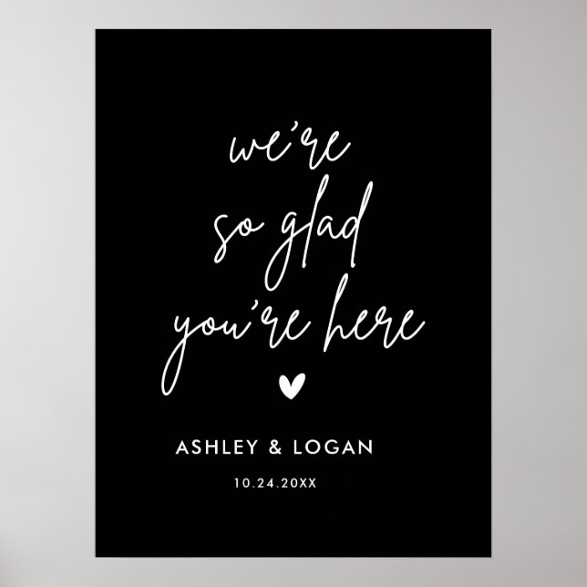 We Are So Glad You Are Here Black Wedding Welcome  Poster (Front)