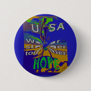We are stronger together funny USA Hope pattern de 6 Cm Round Badge