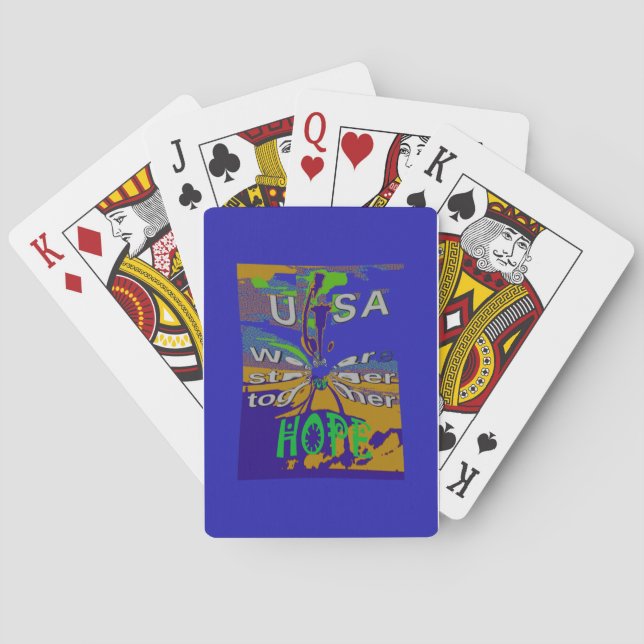 We are stronger together funny USA Hope pattern de Playing Cards (Back)