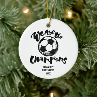 We Are The Champions Personalised Kids Soccer Ceramic Tree Decoration