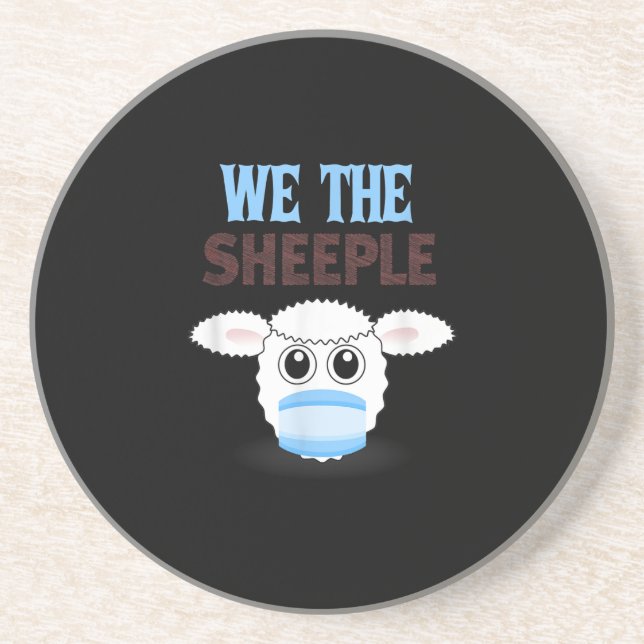 We are The sheeple | funny sheep with face mask Coaster (Front)