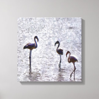 We Are The Three Flamingos Watercolor Canvas Print