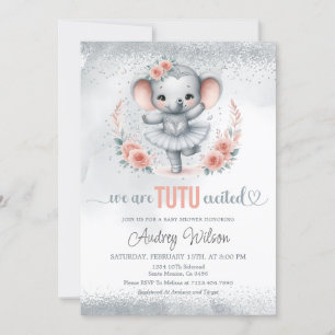We are Tutu Excited Elephant Baby Shower Invitation
