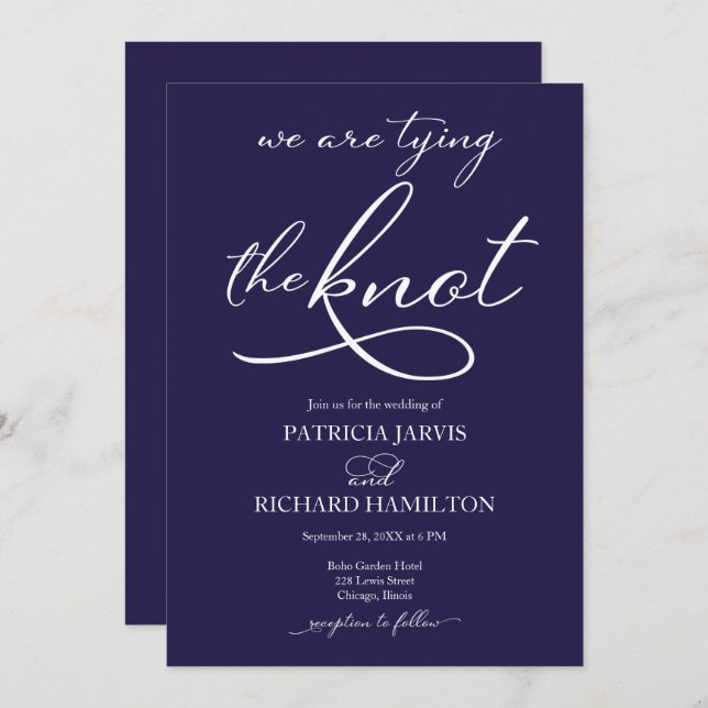 We Are Tying The Knot Elegant Script Wedding Invitation (Front/Back)