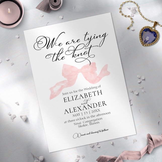We Are Tying The Knot | Pink Bow Wedding Invitation (Creator Uploaded)